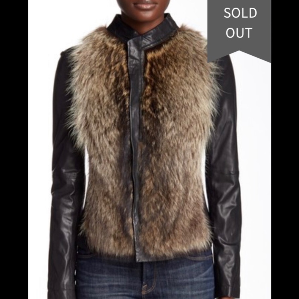 Haute Hippie Raccoon Fur & Leather Jacket Small - Picture 2 of 8